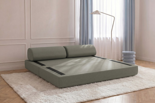 Canapé 3 places convertible et modulable - Tissu lisse Taupe