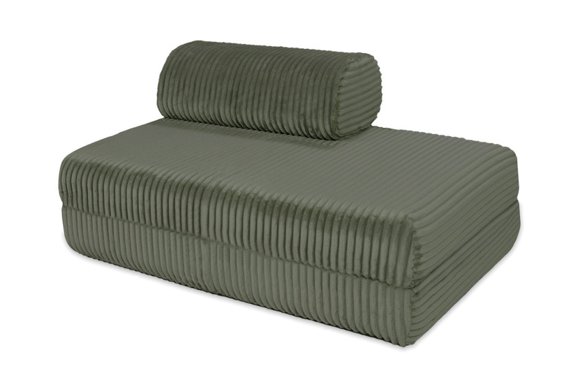 Canapé d'angle convertible 5 places - Velours côtelé XL - Vert