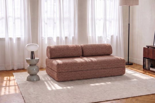 Canapé 3 places convertible et modulable - Tissu tweed Rouge