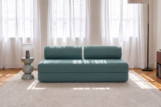 Canapé 3 places convertible et modulable - Tissu lisse Vert