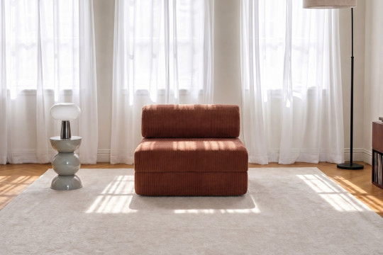 Fauteuil convertible et modulable - Velours côtelé Terracotta