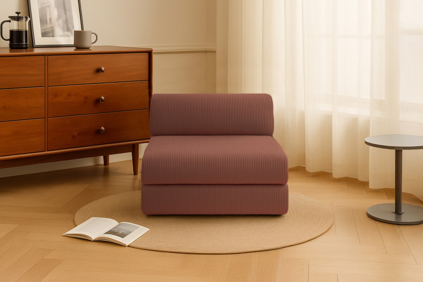 Fauteuil convertible et modulable - Velours côtelé - Terracotta