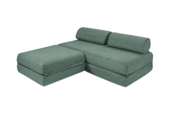 Canapé d'angle convertible 4 places - Tissu lisse - Vert
