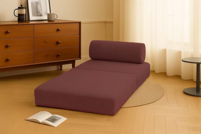 Fauteuil convertible et modulable - Velours côtelé - Rouge