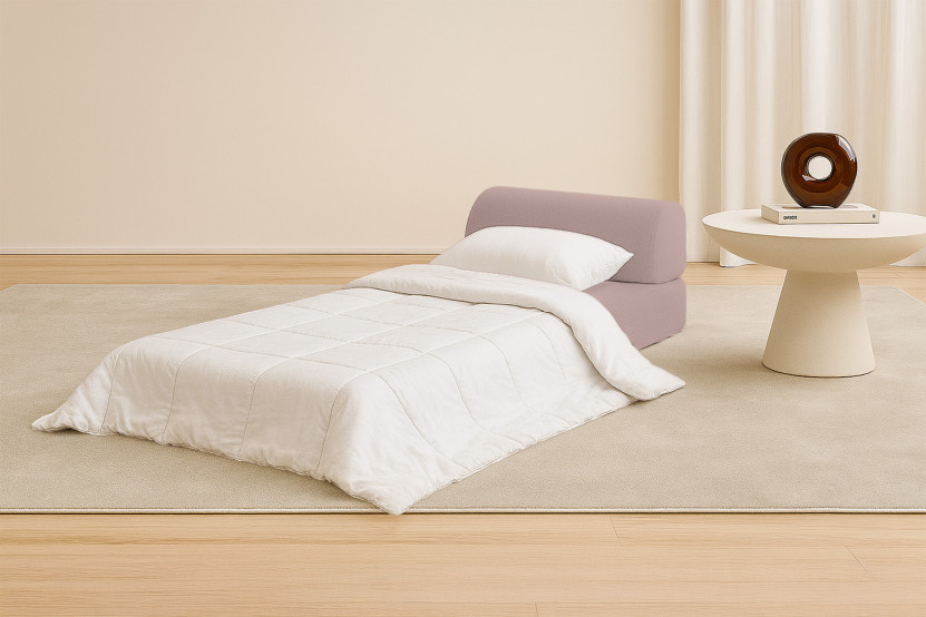 Fauteuil convertible et modulable - Tissu lisse - Rose