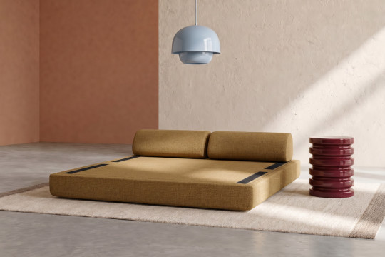 Canapé 3 places convertible et modulable - Tissu tweed Jaune