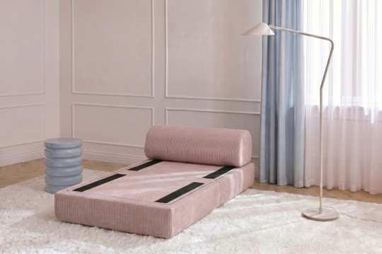 Fauteuil convertible et modulable - Velours côtelé Rose pâle