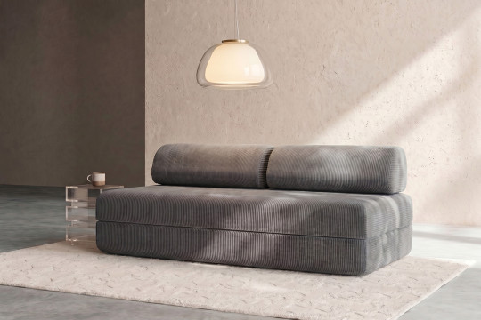 Canapé 3 places convertible et modulable - Velours côtelé Gris