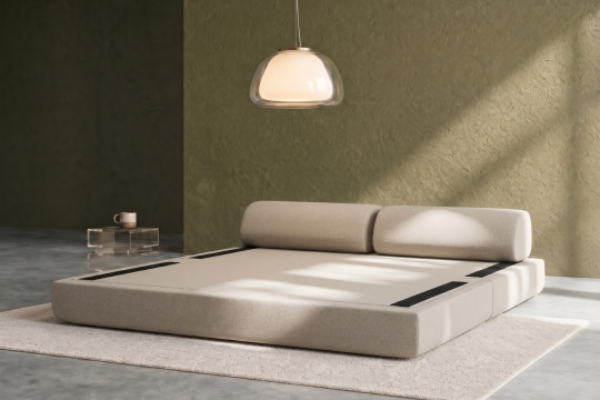 Canapé 3 places convertible et modulable - Tissu lisse Beige