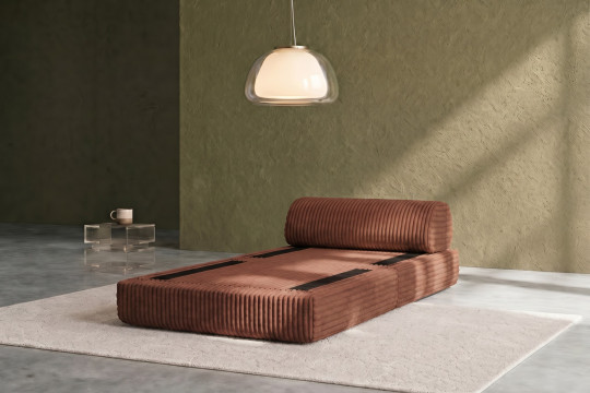 Fauteuil convertible et modulable - Velours côtelé XL Terracotta