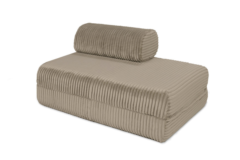 Canapé droit convertible et modulable 2 places - Velours côtelé XL - Taupe