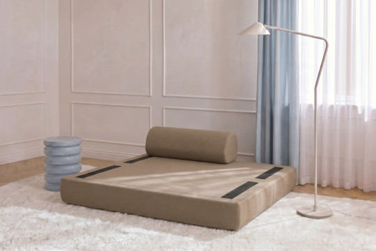 Canapé 2 places convertible et modulable - Tissu lisse Marron