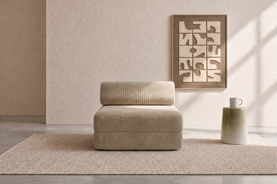 Fauteuil convertible et modulable - Velours côtelé Beige