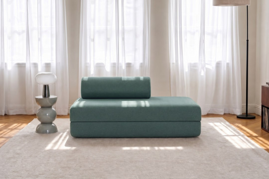 Canapé 2 places convertible et modulable - Tissu lisse Vert