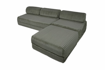 Canapé d'angle convertible 6 places - Velours côtelé XL - Vert
