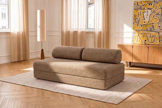 Canapé 3 places convertible et modulable - Tissu tweed Marron