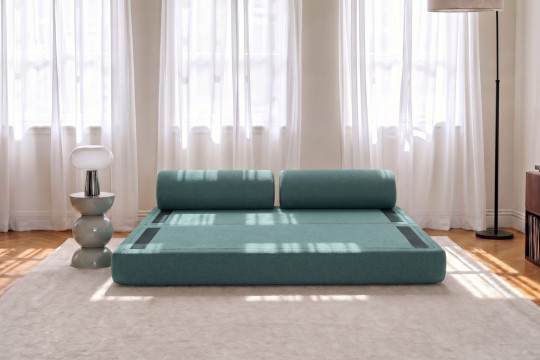 Canapé 3 places convertible et modulable - Tissu lisse Vert