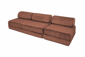 Canapé droit convertible 4 places - Velours côtelé XL - Terracotta
