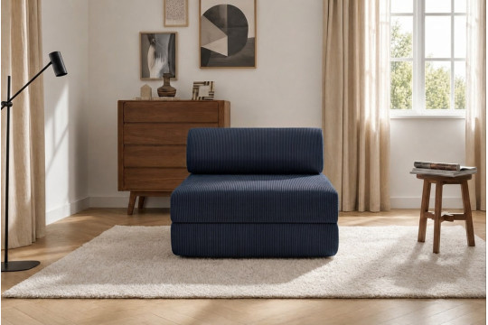 Fauteuil convertible et modulable - Velours côtelé Bleu