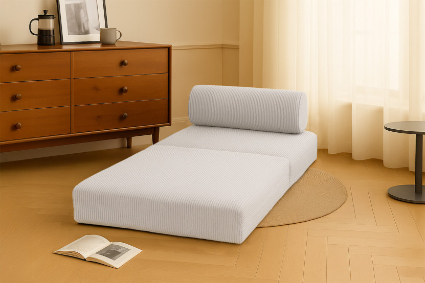 Fauteuil convertible et modulable - Velours côtelé - Blanc