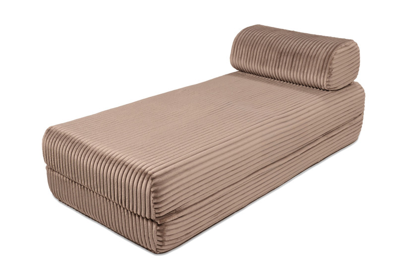 Canapé d'angle convertible 5 places - Velours côtelé XL - Marron