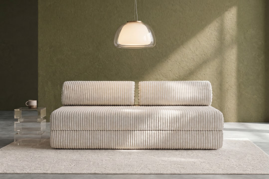 Canapé 3 places convertible et modulable - Velours côtelé XL Blanc
