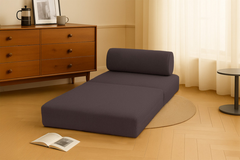 Fauteuil convertible et modulable - Velours côtelé - Marron