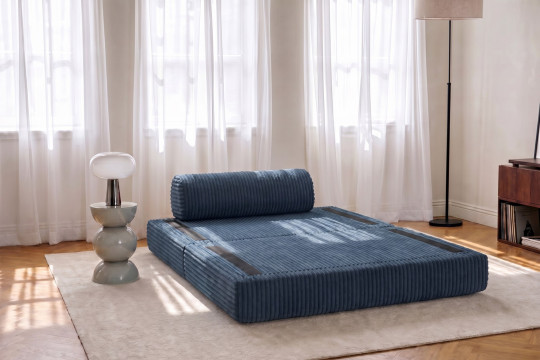 Canapé 2 places convertible et modulable - Velours côtelé XL Bleu