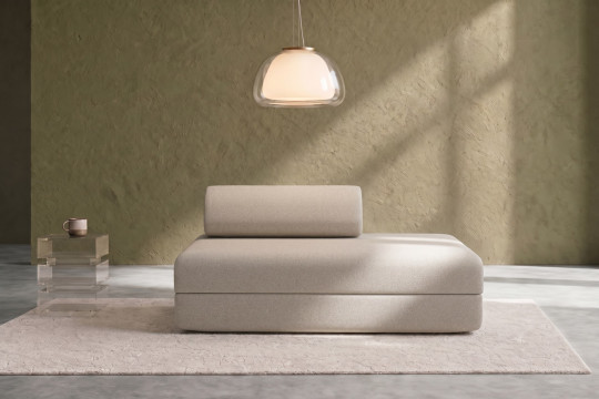 Canapé 2 places convertible et modulable - Tissu lisse Beige