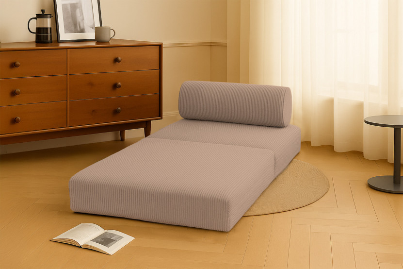 Fauteuil convertible et modulable - Velours côtelé - Taupe