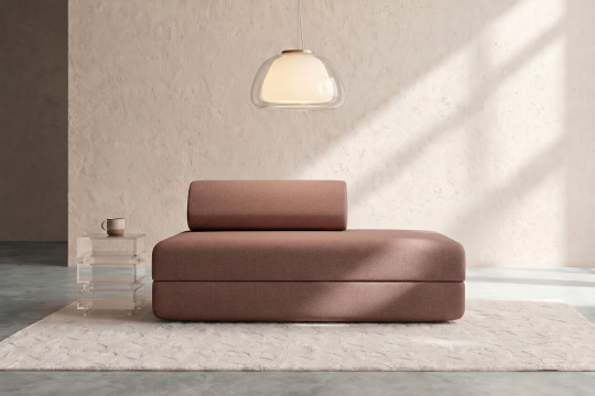 Canapé 2 places convertible et modulable - Tissu lisse Terracotta