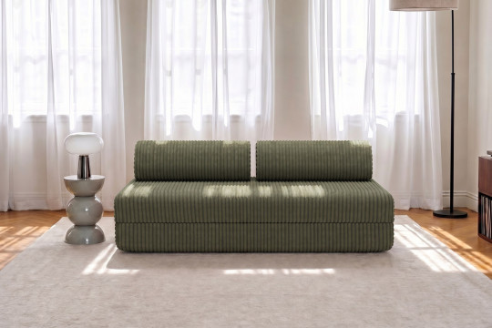 Canapé 3 places convertible et modulable - Velours côtelé XL Vert