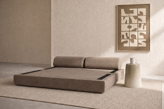 Canapé 3 places convertible et modulable - Velours côtelé Taupe