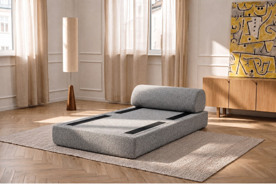 Fauteuil convertible et modulable - Tissu tweed Gris