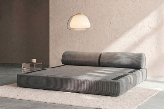 Canapé 3 places convertible et modulable - Velours côtelé Gris