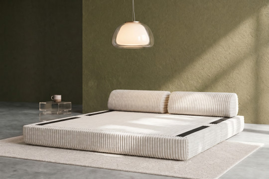 Canapé 3 places convertible et modulable - Velours côtelé XL Blanc