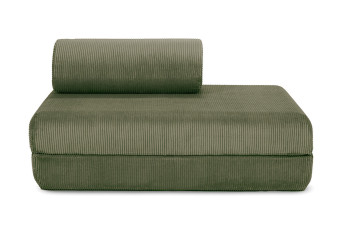Canapé droit convertible et modulable 2 places - Velours côtelé - Vert