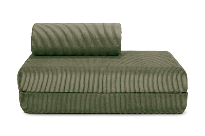 Canapé droit convertible et modulable 2 places - Velours côtelé - Vert