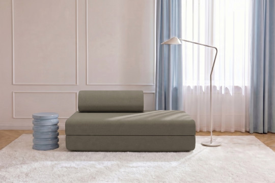 Canapé 2 places convertible et modulable - Tissu lisse Taupe