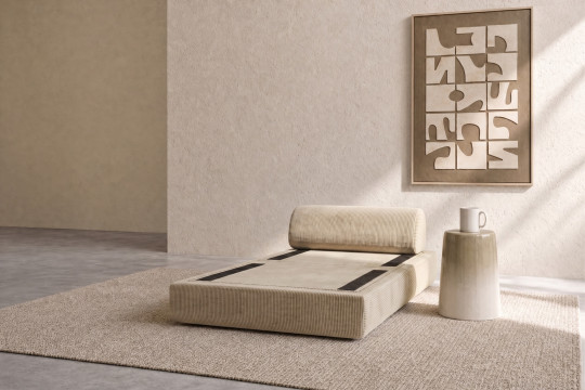 Fauteuil convertible et modulable - Velours côtelé Beige
