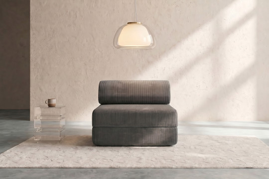 Fauteuil convertible et modulable - Velours côtelé Gris