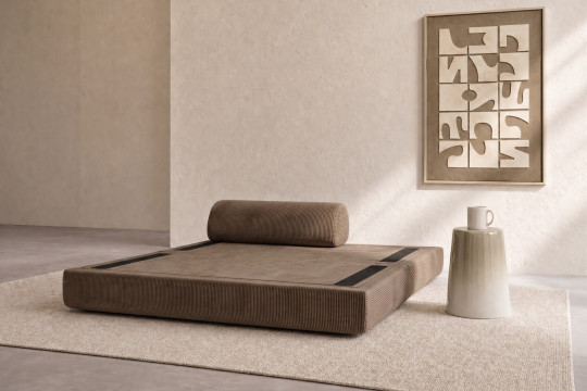 Canapé 2 places convertible et modulable - Velours côtelé Taupe