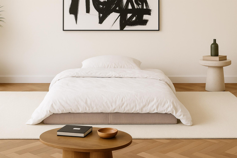 Canapé droit convertible et modulable 2 places - Velours côtelé - Taupe