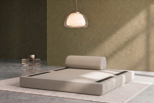 Canapé 2 places convertible et modulable - Tissu lisse Beige