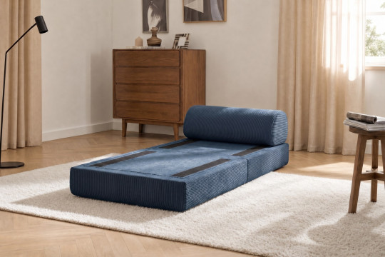 Fauteuil convertible et modulable - Velours côtelé Bleu