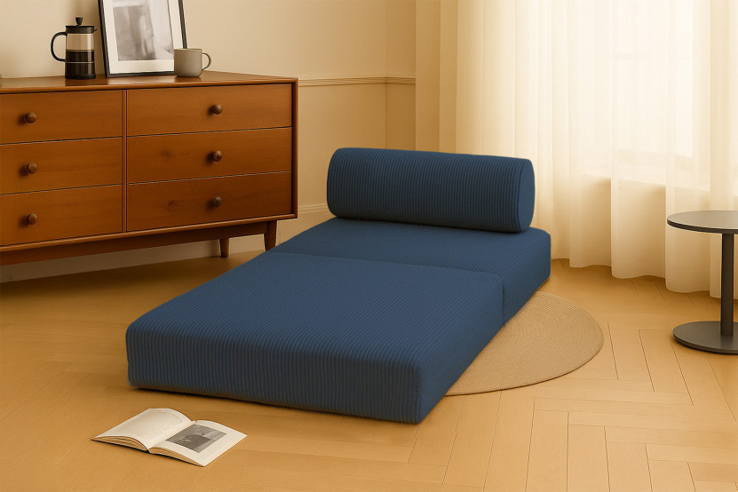 Fauteuil convertible et modulable - Velours côtelé - Bleu