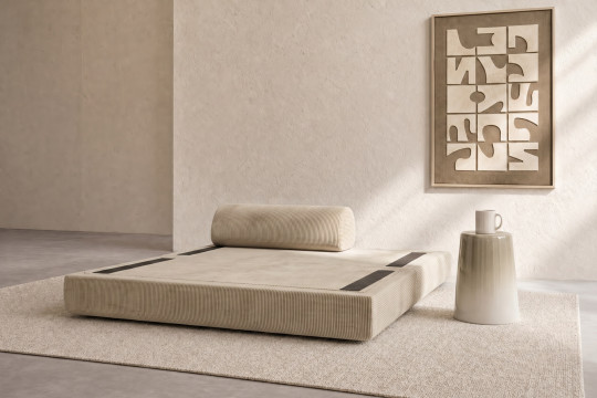 Canapé 2 places convertible et modulable - Velours côtelé Beige