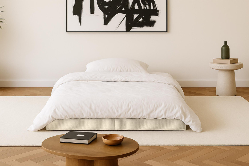 Canapé droit convertible et modulable 2 places - Velours côtelé - Beige