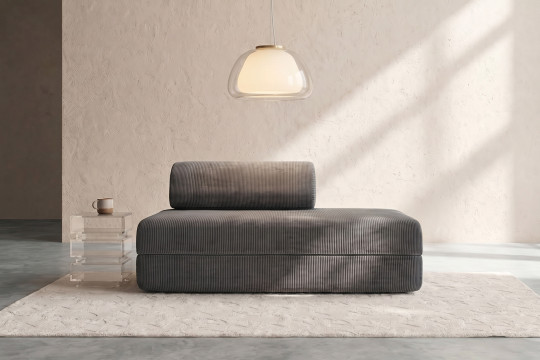 Canapé 2 places convertible et modulable - Velours côtelé Gris