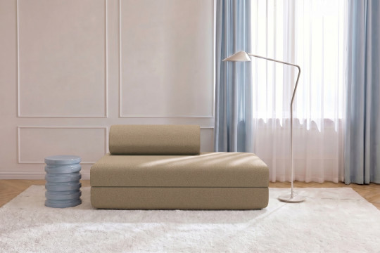 Canapé 2 places convertible et modulable - Tissu lisse Marron